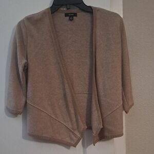 Alfani Tan Cardigan Sweater with Waterfall Front